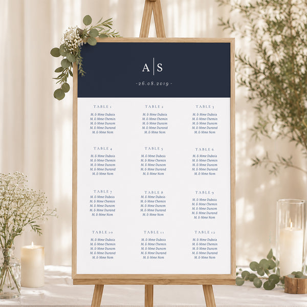 Plan de table Mariage Portrait 60 x 90 cm Nuances Minimalistes photo