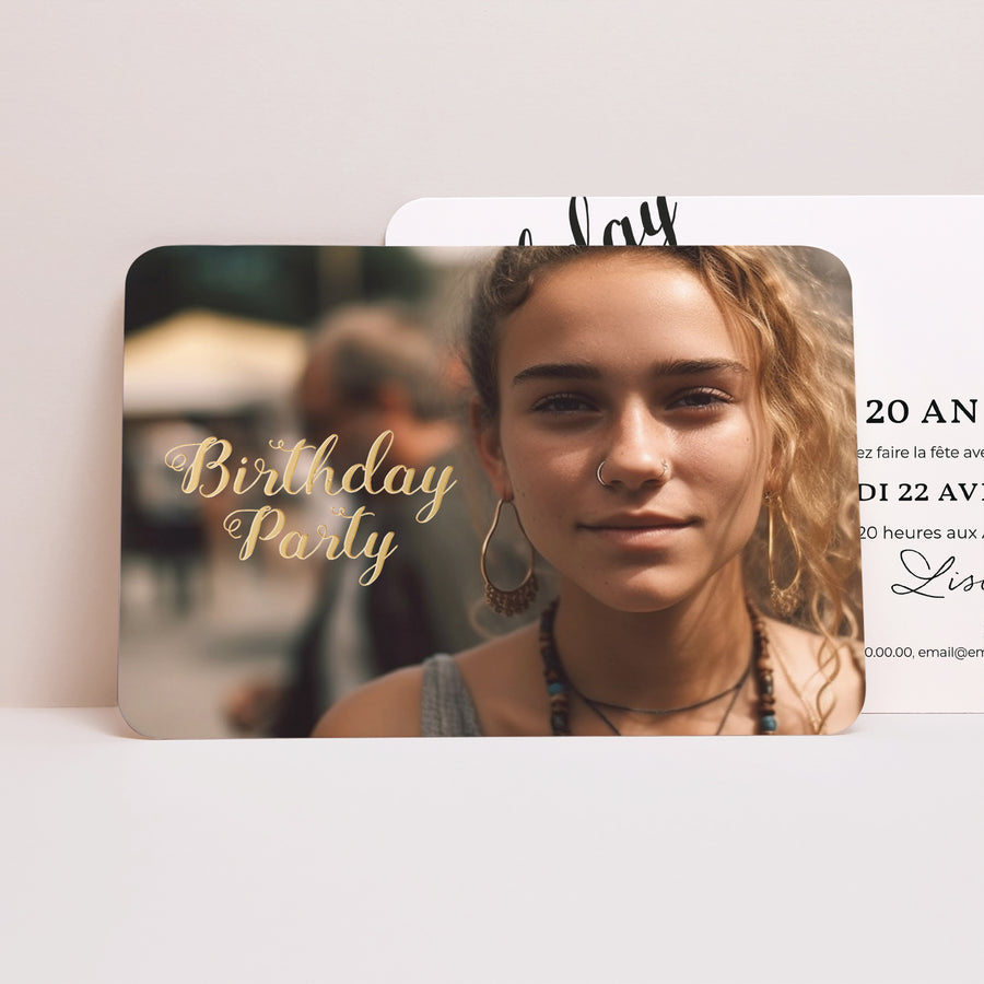 Invitations Anniversaire Adulte Paysage, bords arrondis Birthday Or photo