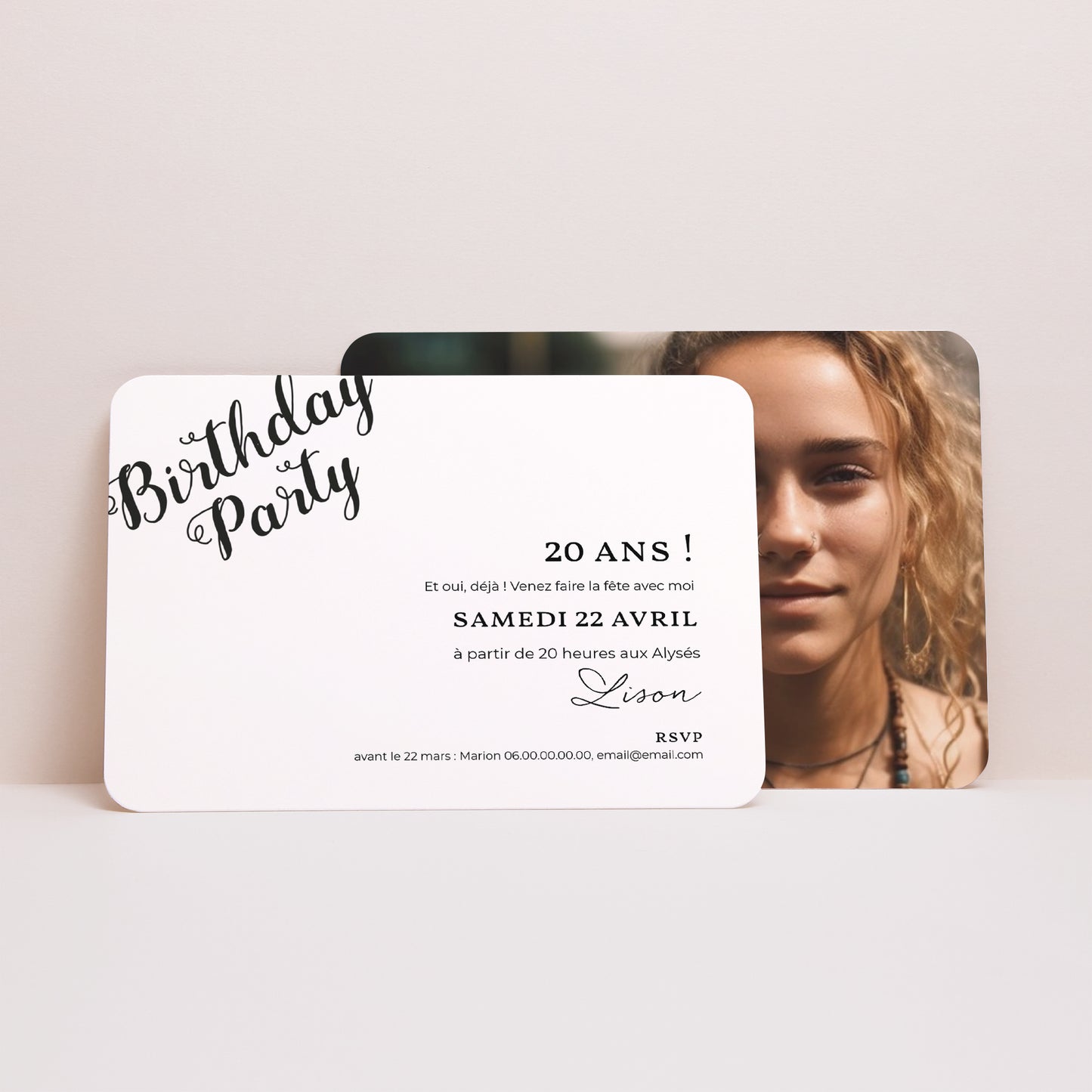 Invitations Anniversaire Adulte Paysage, bords arrondis Birthday Or photo N° 2