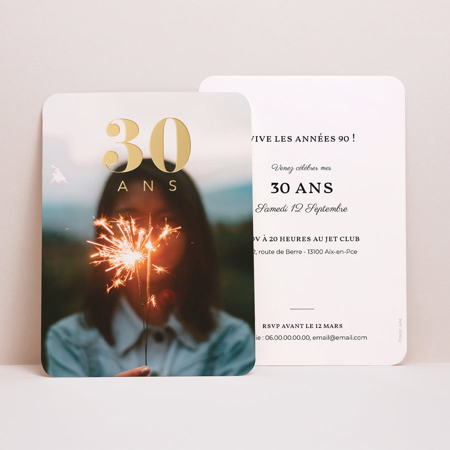 Invitations Anniversaire Adulte Portrait, bords arrondis 30 ans photo