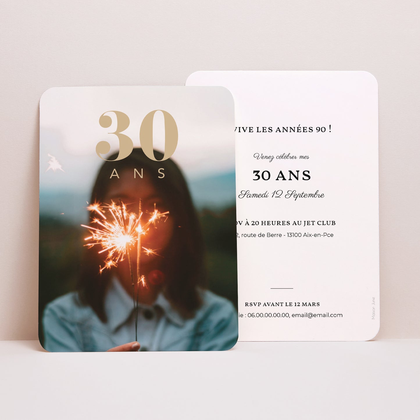 Invitations Anniversaire Adulte Portrait, bords arrondis 30 ans photo N° 1