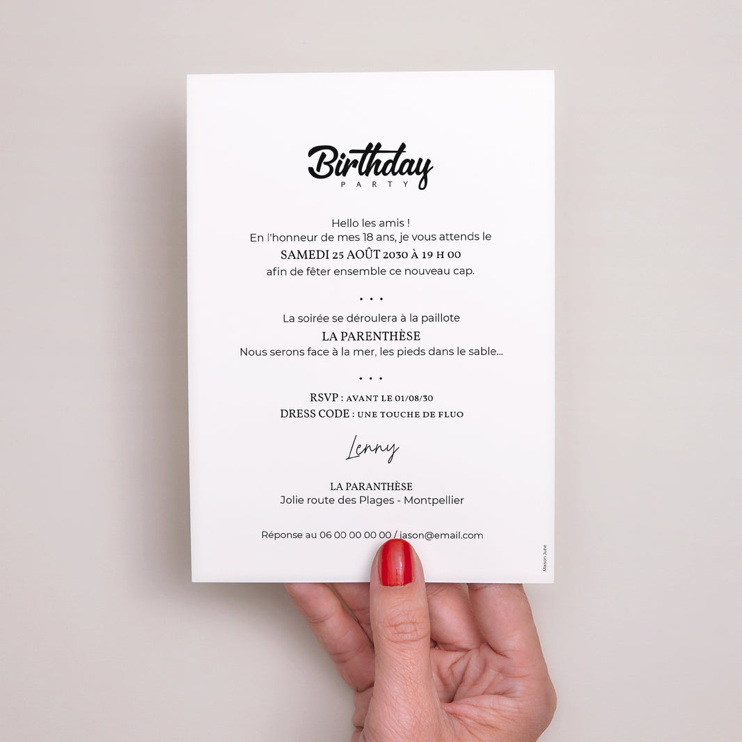 Invitations Anniversaire Adulte Portrait Birthday Party photo N° 3