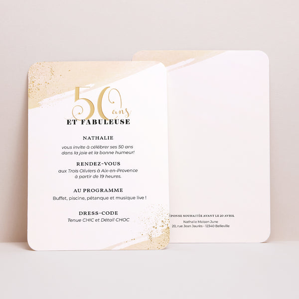 Invitations Anniversaire Adulte Portrait, bords arrondis Fabuleuse 50 photo
