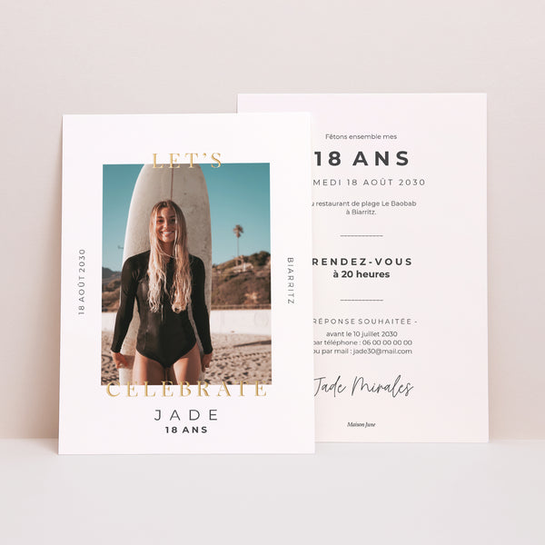 Invitations Anniversaire Adulte Portrait Fêtons 18 ans photo