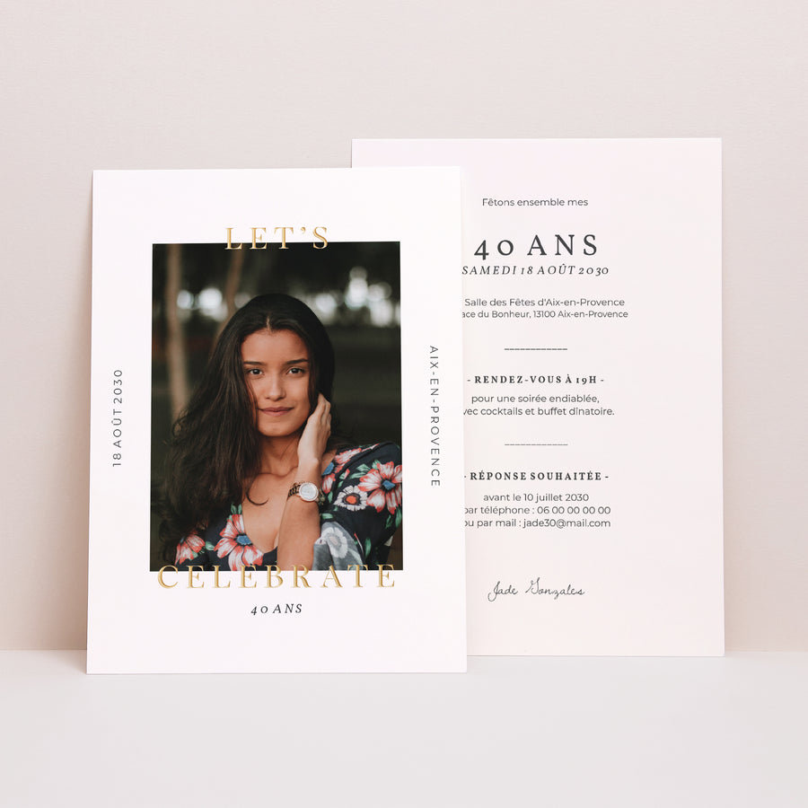 Invitations Anniversaire Adulte Portrait Fêtons 40 ans photo