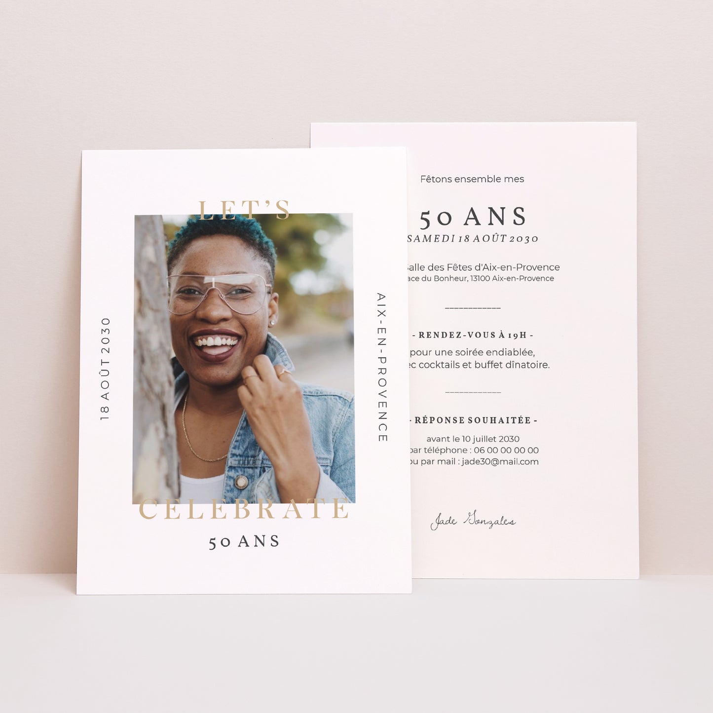 Invitations Anniversaire Adulte Portrait Fêtons 50 ans photo N° 1