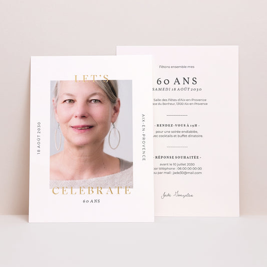 Invitations Anniversaire Adulte Portrait Fêtons 60 ans photo