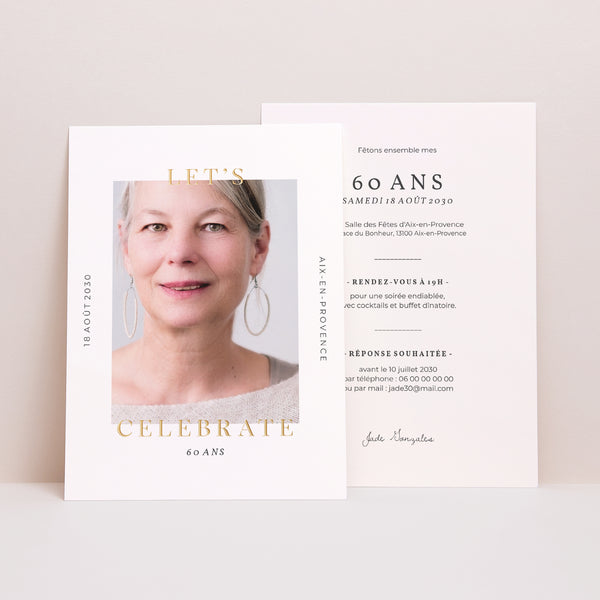 Invitations Anniversaire Adulte Portrait Fêtons 60 ans photo