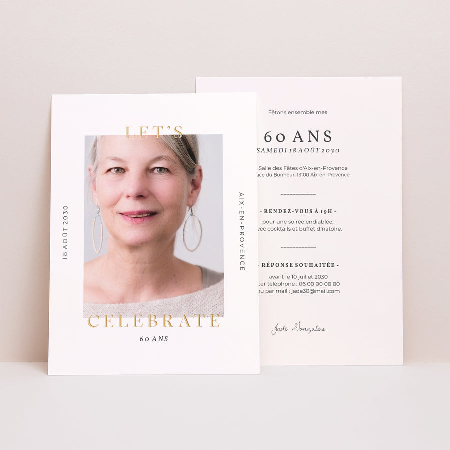 Invitations Anniversaire Adulte Portrait Fêtons 60 ans photo
