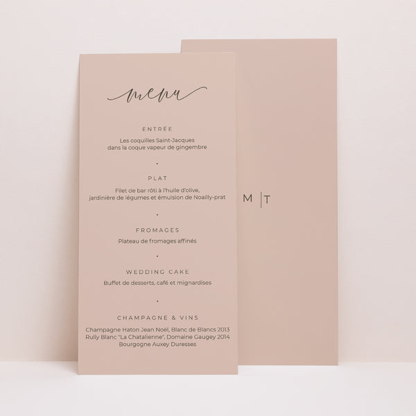 Menu Mariage Panoramique portrait Nude Chic photo