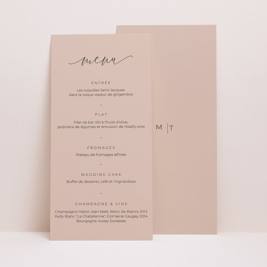 Menu Mariage Panoramique portrait Nude Chic photo