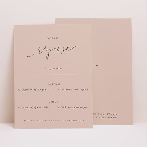 Carton réponse Mariage Portrait Nude Chic photo