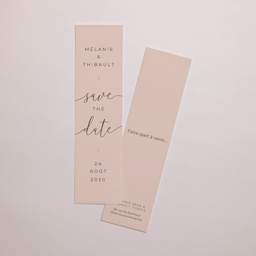 Save the date Mariage Marque-page Nude Chic photo