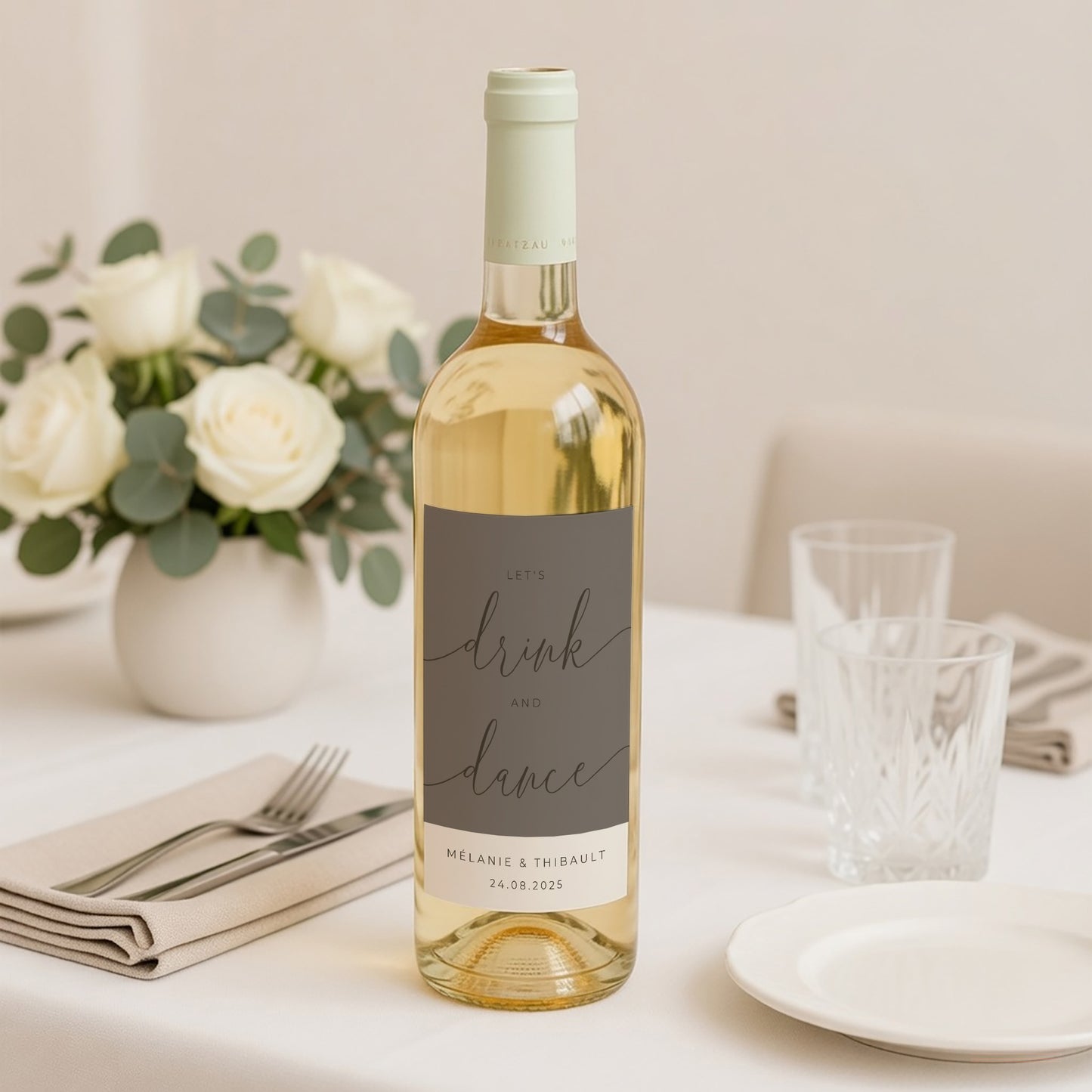 Etiquette bouteille Mariage Portrait Nude Chic photo N° 2