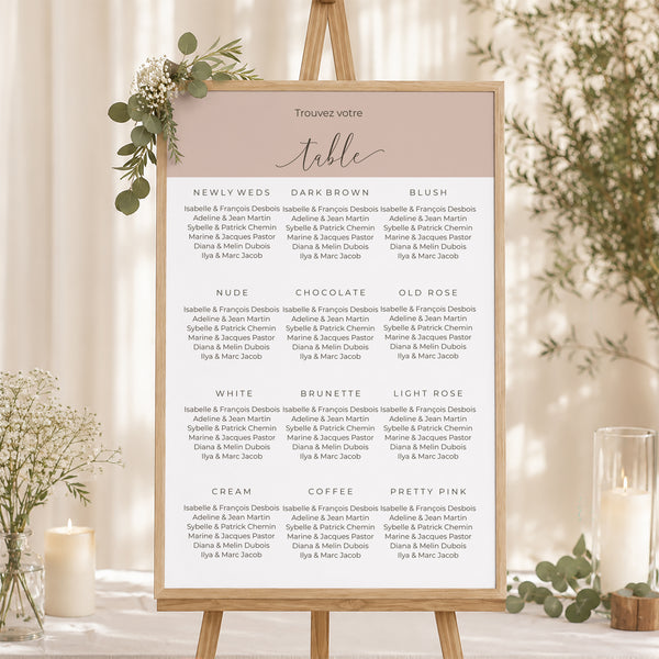 Plan de table Mariage Portrait 60 x 90 cm Nude Chic photo