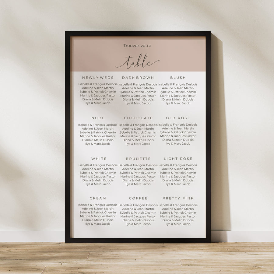 Plan de table Mariage Portrait 60 x 90 cm Nude Chic photo