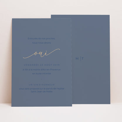 Invitations Mariage Portrait Nude & Marine Chic photo N° 1