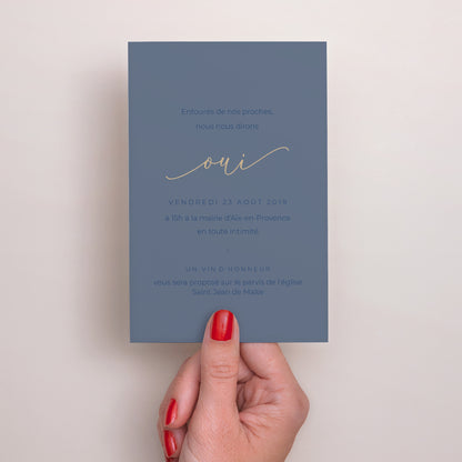 Invitations Mariage Portrait Nude & Marine Chic photo N° 2