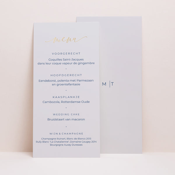 Menu Mariage Panoramique portrait Nude & Marine Chic photo