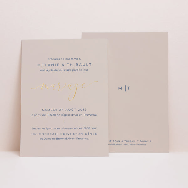 Faire-part Mariage Portrait Nude & Marine Chic photo