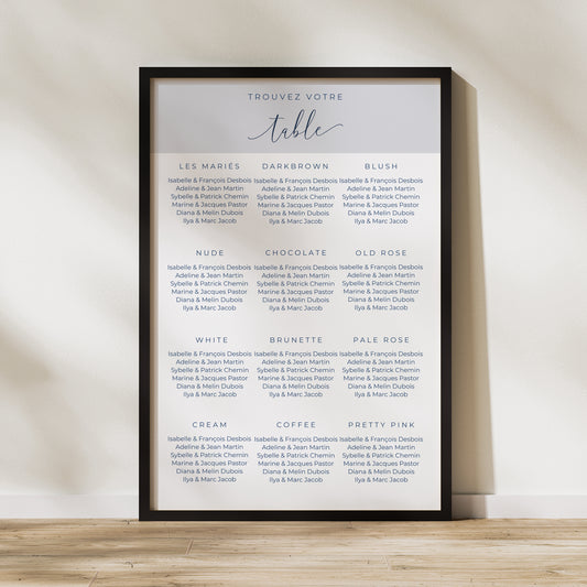 Plan de table Mariage Portrait 60 x 90 cm Nude & Marine Chic photo