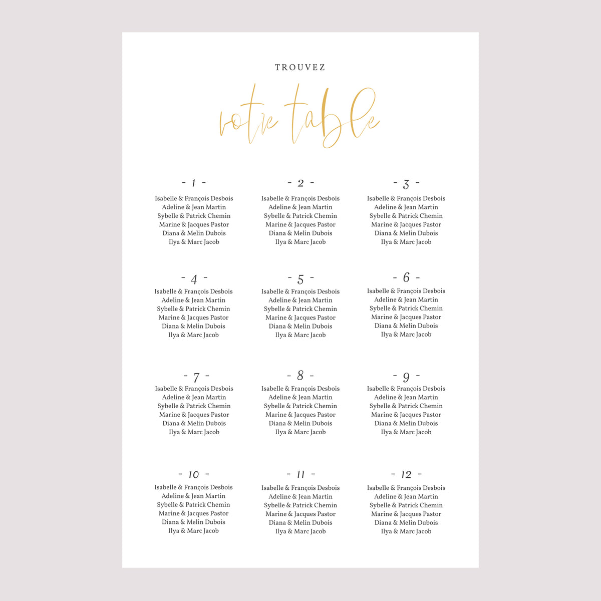 Plan de table Mariage Portrait 60 x 90 cm On se Marie photo N° 2