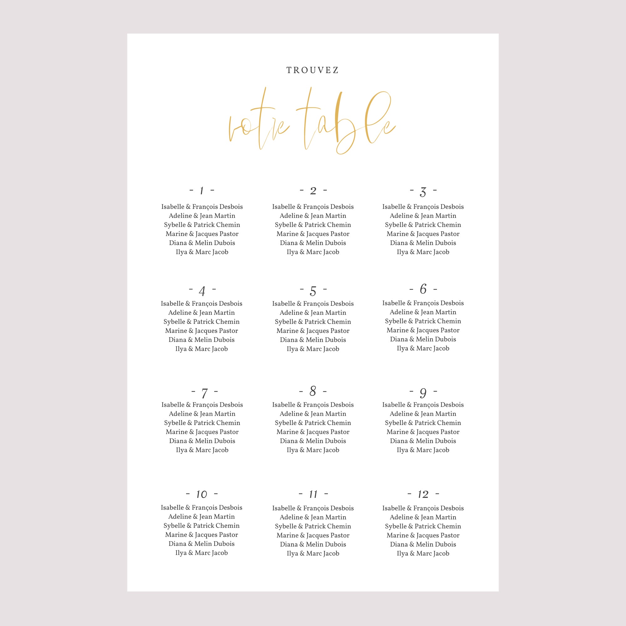 Plan de table Mariage Portrait 60 x 90 cm On se Marie photo N° 2
