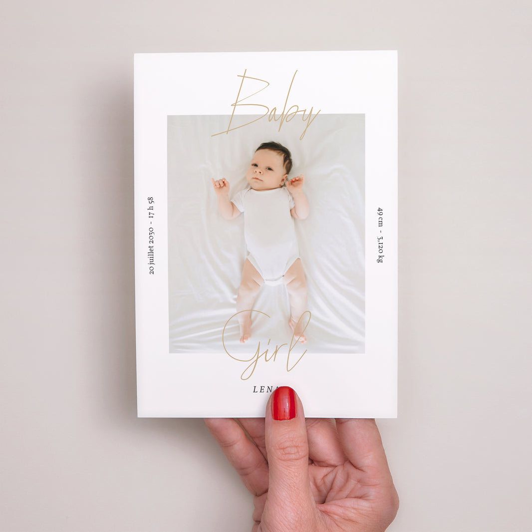 Faire-part Naissance Portrait Baby Girl Gold photo N° 2