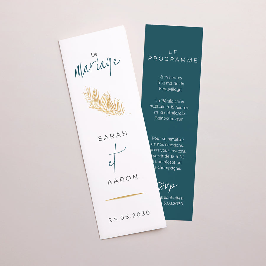 Faire-part Mariage Marque-page photo Inchyra blue photo