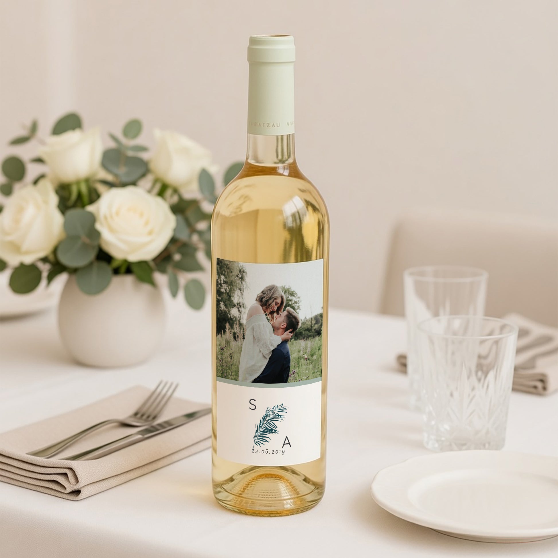 Etiquette bouteille Mariage Portrait Inchyra blue photo N° 2