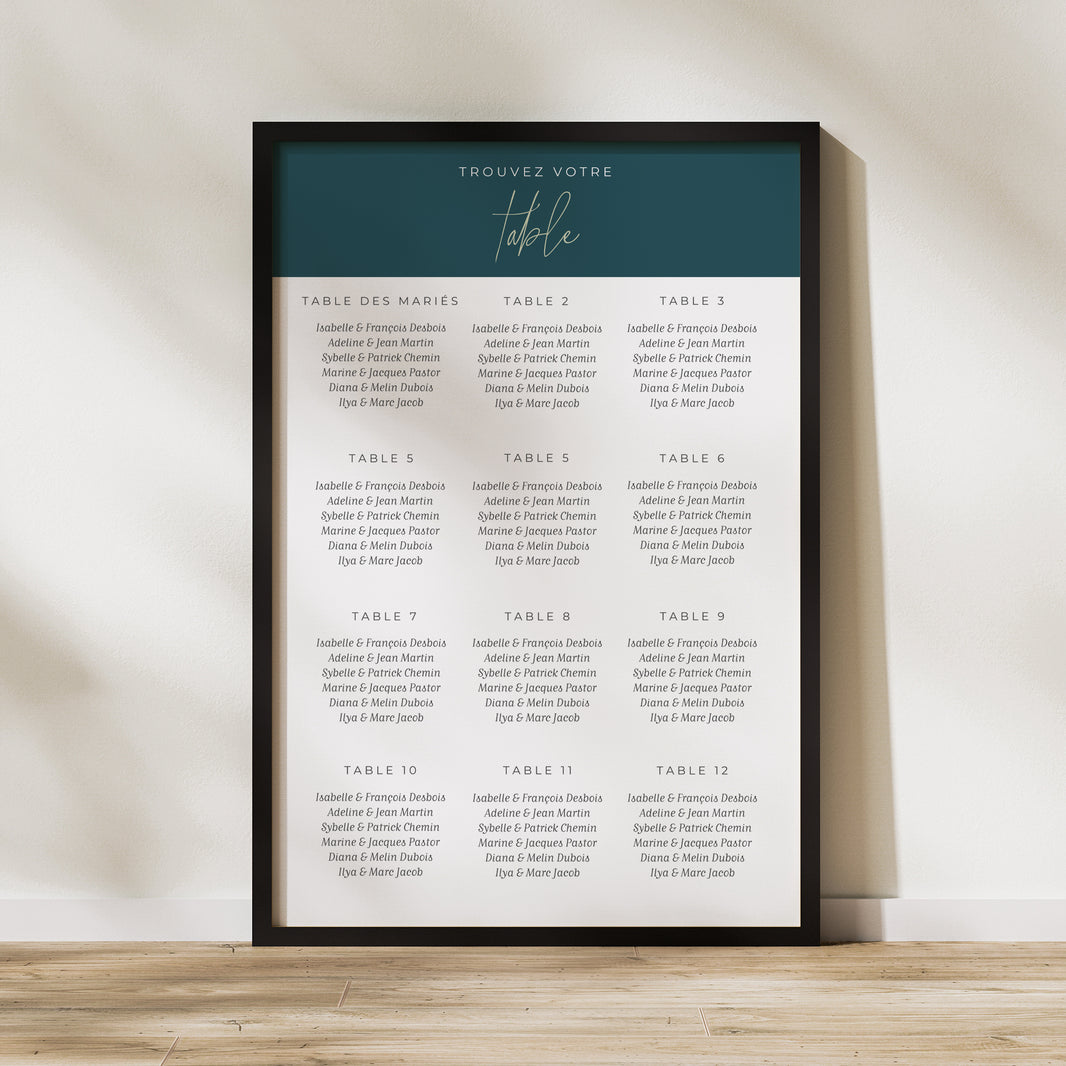 Plan de table Mariage Portrait 60 x 90 cm Inchyra blue photo N° 1