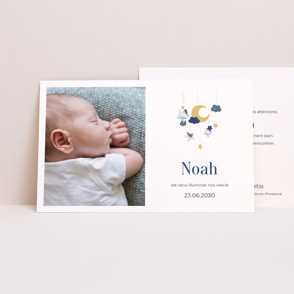 Faire-part Naissance Paysage Mobile bleu photo