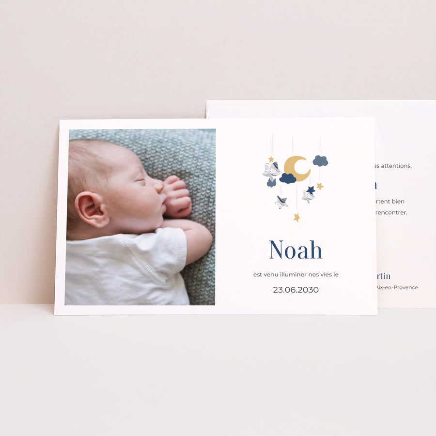 Faire-part Naissance Paysage Mobile bleu photo