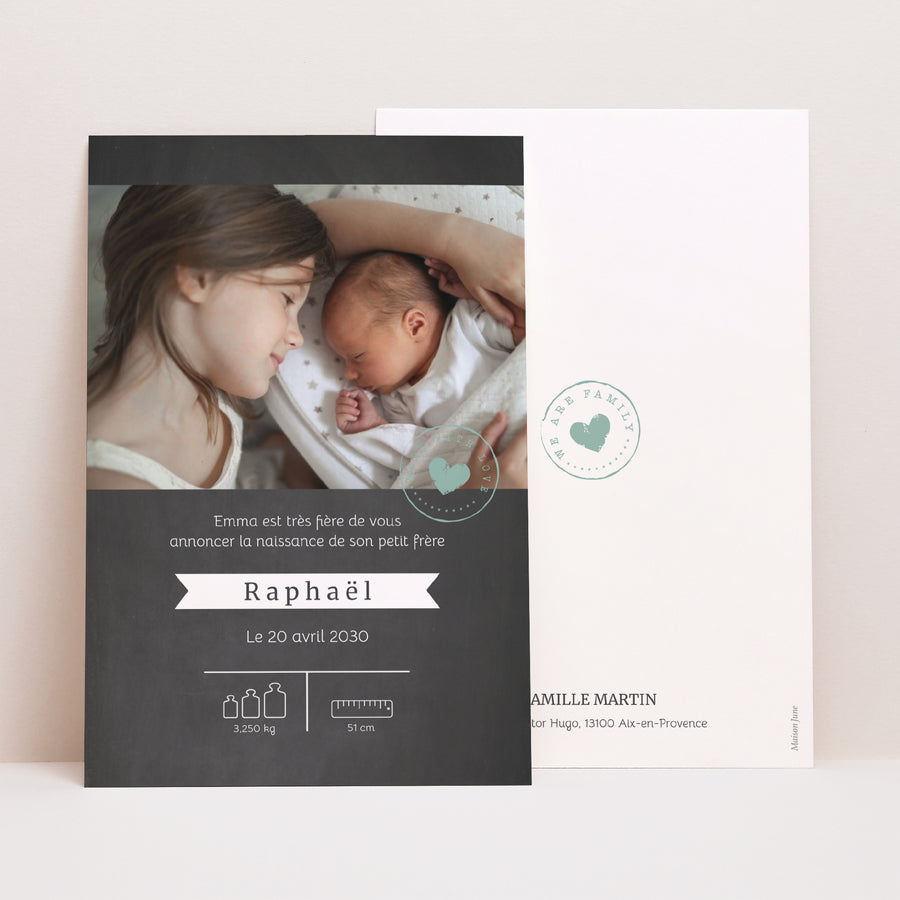 Faire-part Naissance Portrait Doux tableau photo
