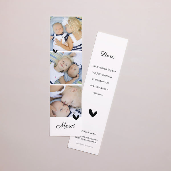 Remerciements Naissance Marque-page Soeur et frère photo