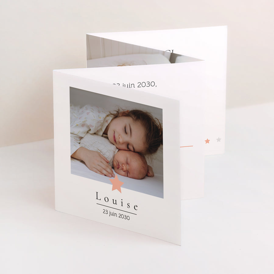 Faire-part Naissance Accordéon L'étoile Rose photo