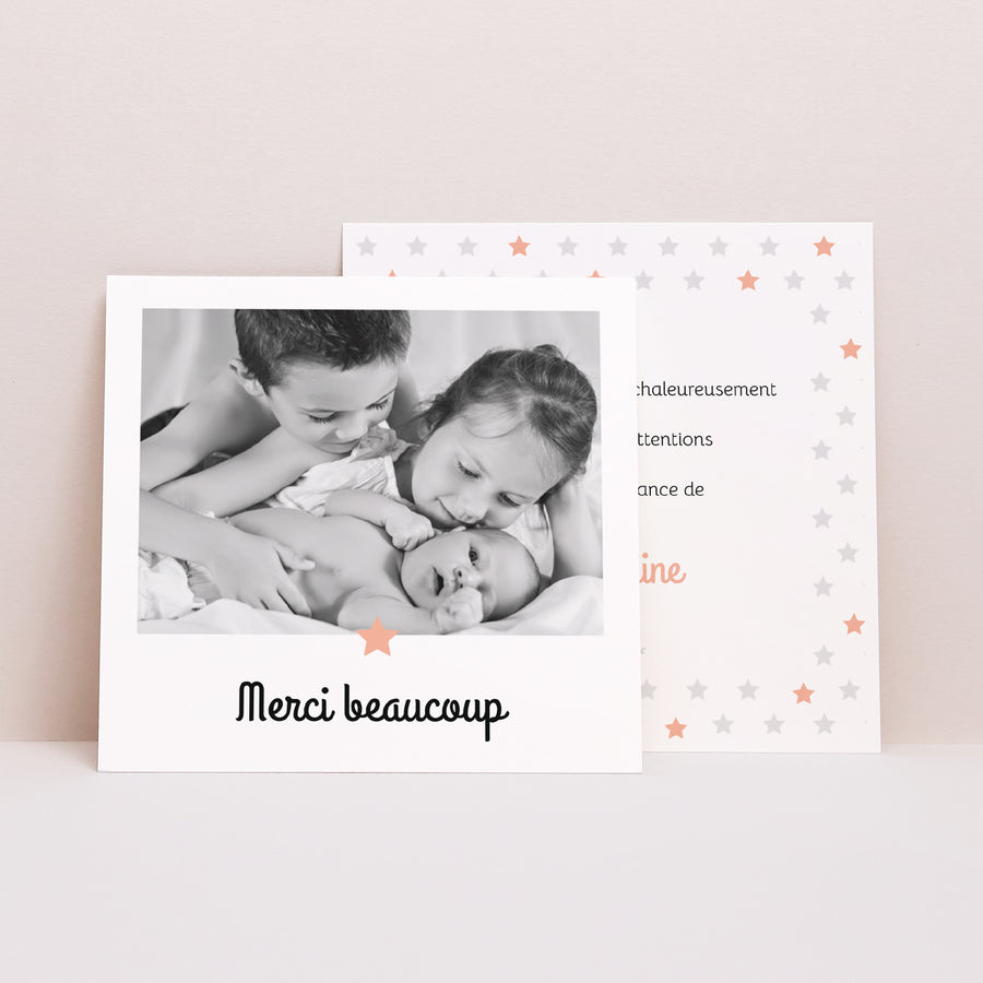 Remerciements Naissance Carré L'étoile Rose photo