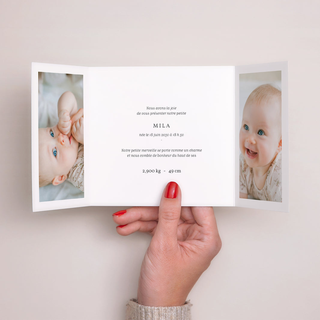 Faire-part Naissance Triptyque ouverture fenêtre Welcome Baby photo N° 2