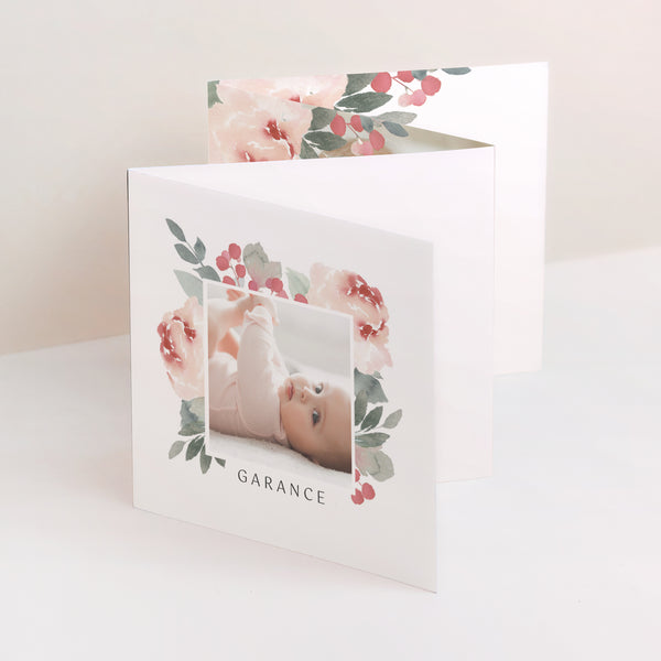 Faire-part Naissance Accordéon Aquarelle Florale photo