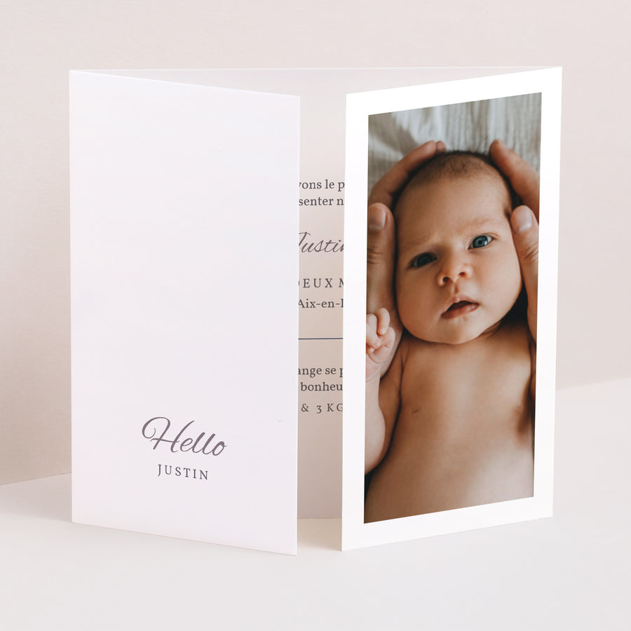Faire-part Naissance Triptyque ouverture fenêtre HELLO WELCOME photo