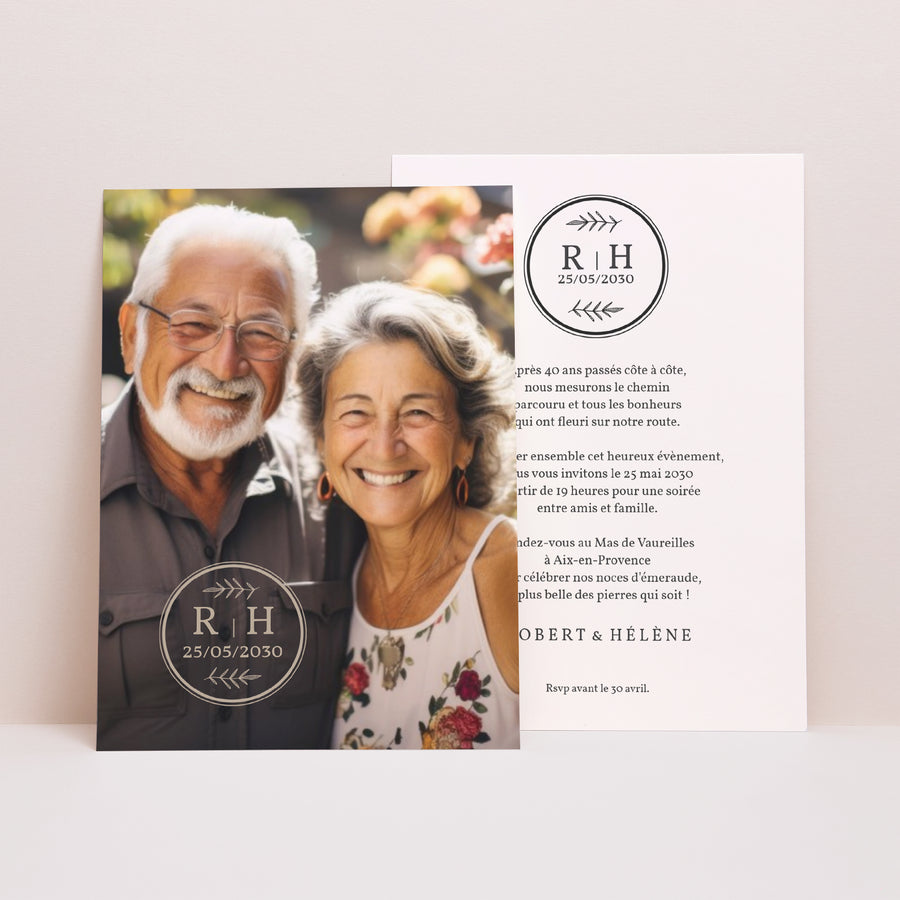 Invitations Anniversaire de mariage Portrait Tampon Photo photo