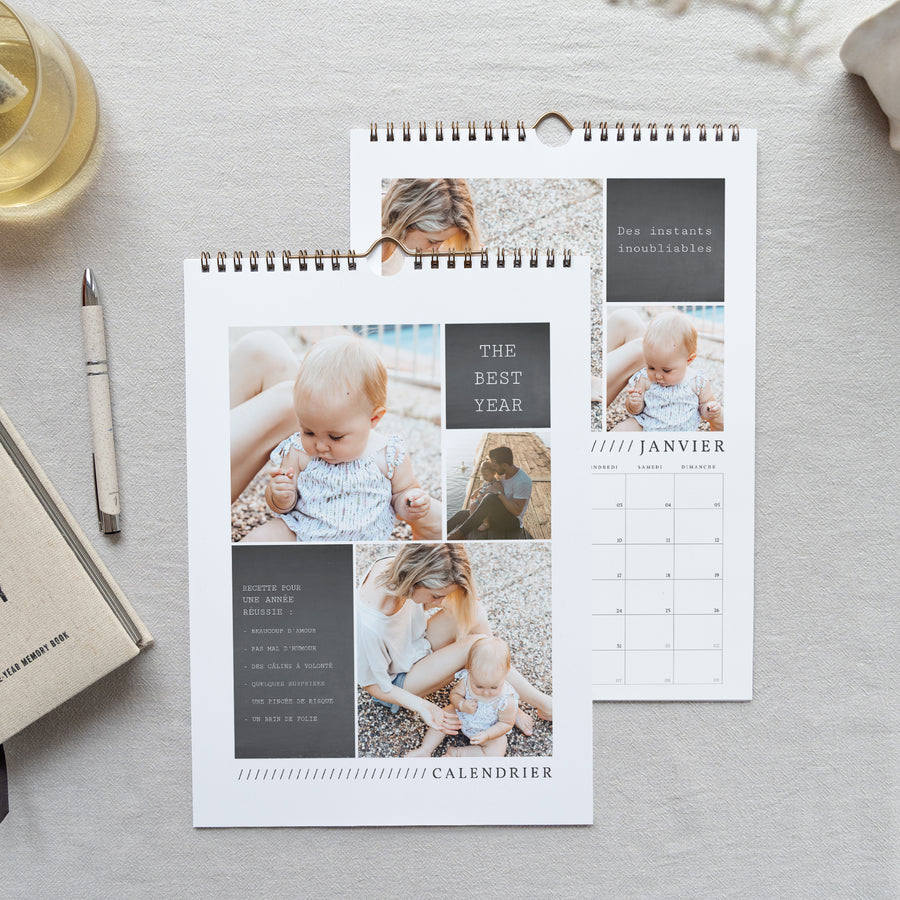 Calendrier Fin d'année Mural A4 TRIO PHOTO photo