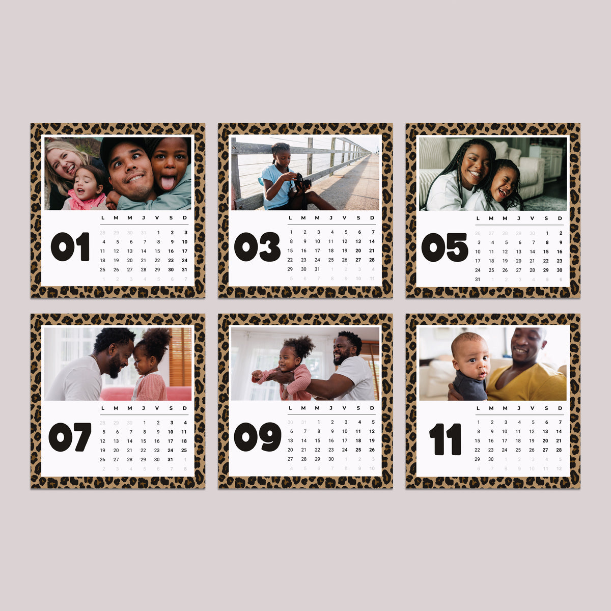 Calendrier Fin d'année 6 cartes Gradients Tendance Léopard photo N° 3