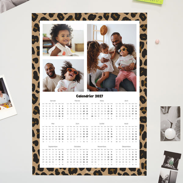 Calendrier Fin d'année Magnétique, monopage portrait Gradients Tendance Léopard photo