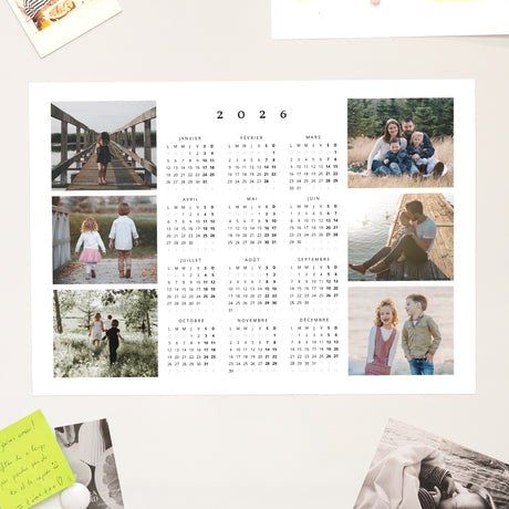Calendrier Fin d'année Magnétique, monopage paysage Photos Famille
