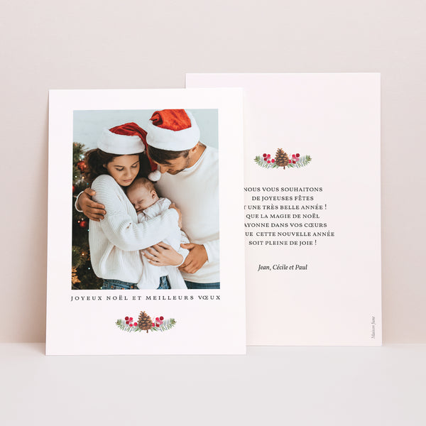 Carte de Noel Fin d'année Portrait Pomme de pin photo