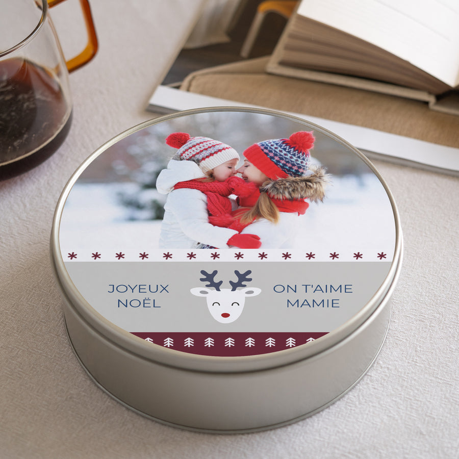 Boite métallique Objets Ronde Pull de Noël photo