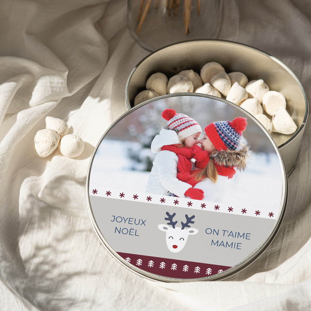 Boite métallique Objets Ronde Pull de Noël photo N° 2