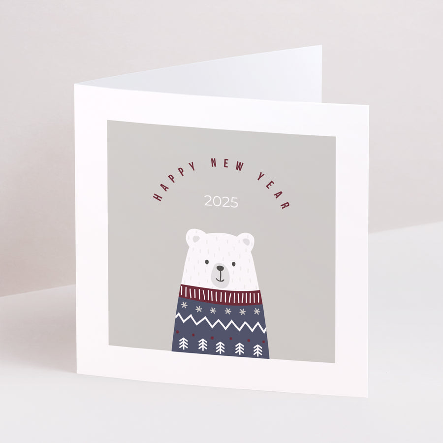 Carte de voeux Fin d'année Carré double volet Ours de Noël photo