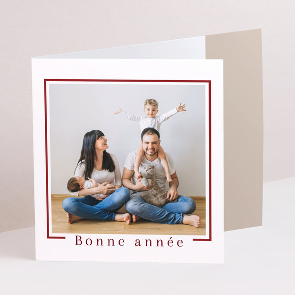 Carte de voeux Fin d'année Double volet asymétrique Cadre Familial photo